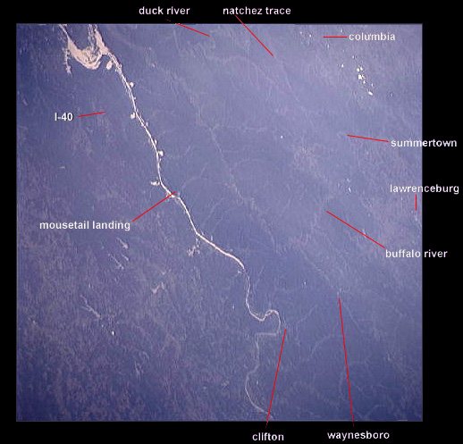 Satellite view of the western Tennessee River Valley